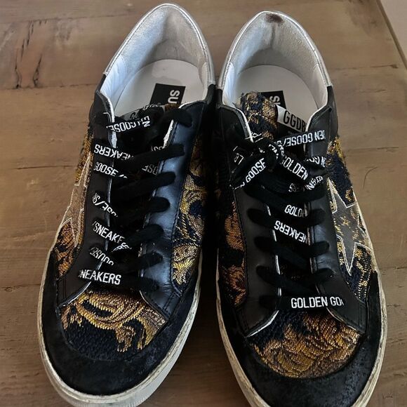 Golden Goose Black and Gold damask tapestry Sneakers - Picture 1 of 12